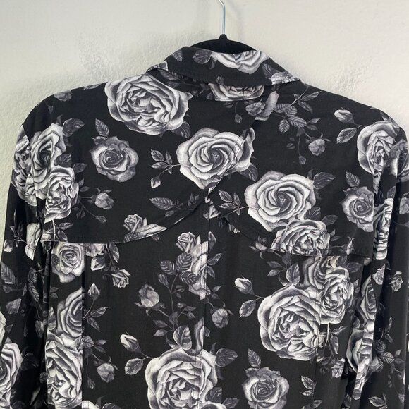 Torrid Womens Plus 1X Old Hollywood Floral Black Trench Coat Jacket - Picture 12 of 13